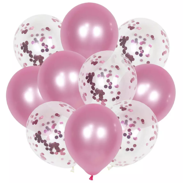 Set 10 baloane cu confetti, Culoare Roz Deschis, 30 cm, Ropet