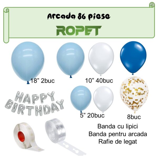 Set baloane si decoratiuni petrecere Happy Birthday, 761, 86 buc, Ropet - imagine 2