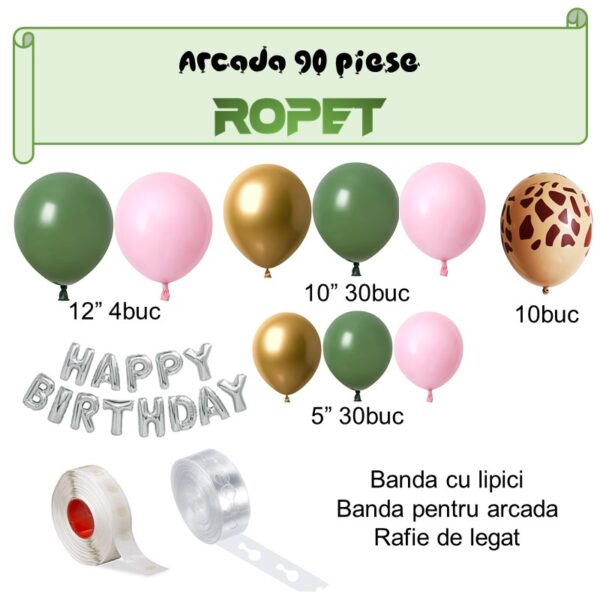 Set baloane si decoratiuni petrecere Happy Birthday, 749, 90 buc, Ropet - imagine 2