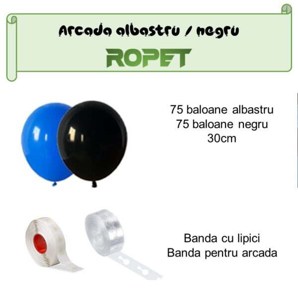 Set aranjament baloane pentru arcada, 150 buc, albastru si negru - imagine 2