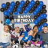 Set aranjament baloane pentru arcada, ghirlanda Happy Birthday, 115 buc, albastru si negru - imagine 3