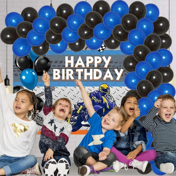 Set aranjament baloane pentru arcada, ghirlanda Happy Birthday, 115 buc, albastru si negru - imagine 3