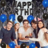 Set aranjament baloane pentru arcada, ghirlanda Happy Birthday, 115 buc, albastru si negru - imagine 6