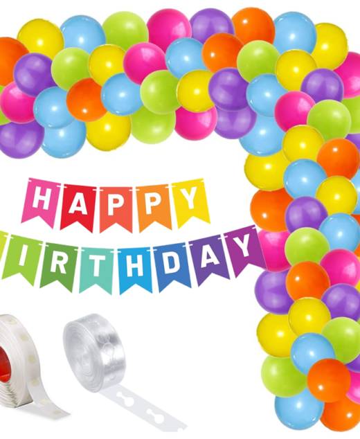 Set aranjament baloane pentru arcada, ghirlanda Happy Birthday, 115 buc, multicolor
