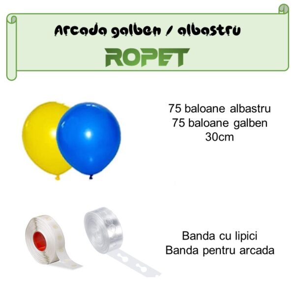 Set aranjament baloane pentru arcada, 150 buc, galben si albastru - imagine 2