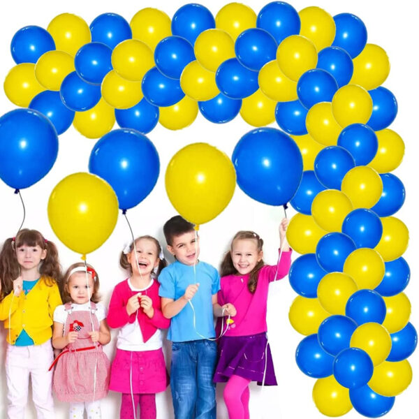 Set aranjament baloane pentru arcada, 150 buc, galben si albastru - imagine 3