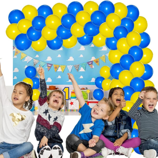 Set aranjament baloane pentru arcada, 150 buc, galben si albastru - imagine 5
