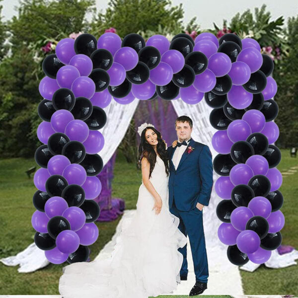 Set aranjament baloane pentru arcada, ghirlanda Happy Birthday, 115 buc, mov si negru - imagine 3