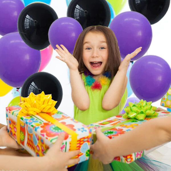 Set aranjament baloane pentru arcada, ghirlanda Happy Birthday, 115 buc, mov si negru - imagine 7