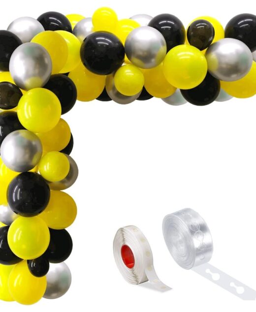 Set aranjament baloane pentru arcada, 150 buc, negru, galben si argintiu