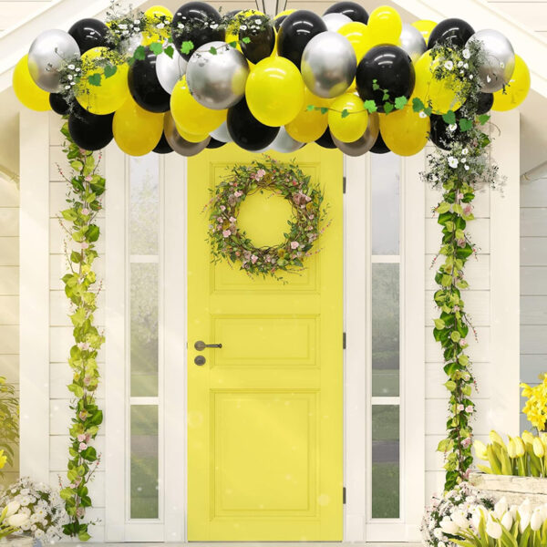Set aranjament baloane pentru arcada, 150 buc, negru, galben si argintiu - imagine 3