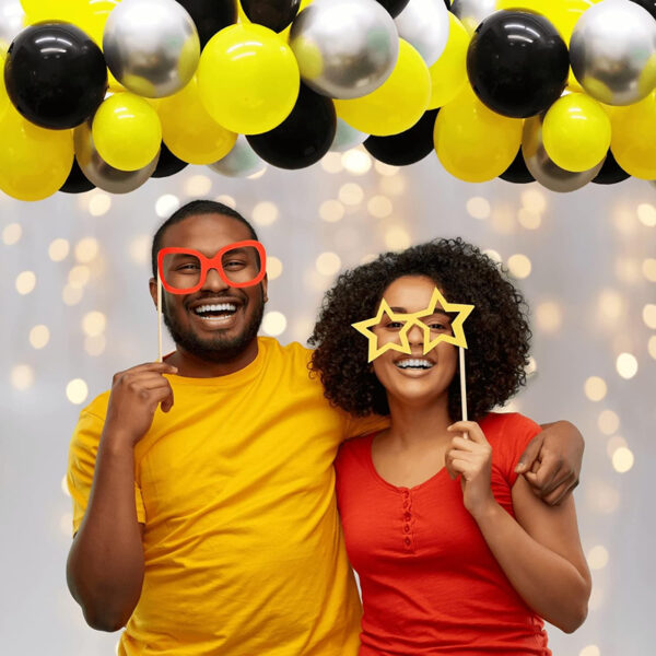 Set aranjament baloane pentru arcada, 150 buc, negru, galben si argintiu - imagine 5