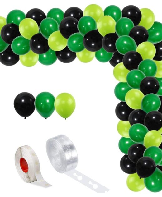 Set aranjament baloane pentru arcada, 150 buc, negru si verde