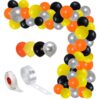 Set aranjament baloane pentru arcada, 150 buc, portocaliu, galben, negru si argintiu