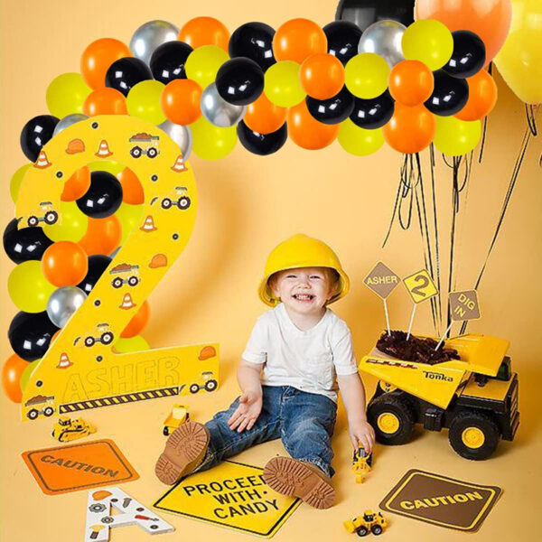 Set aranjament baloane pentru arcada, 150 buc, portocaliu, galben, negru si argintiu - imagine 3