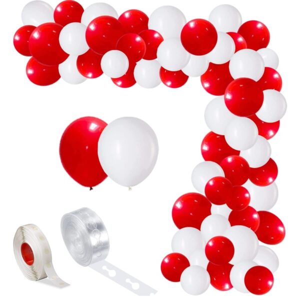 Set aranjament baloane pentru arcada, 150 buc, rosu si alb