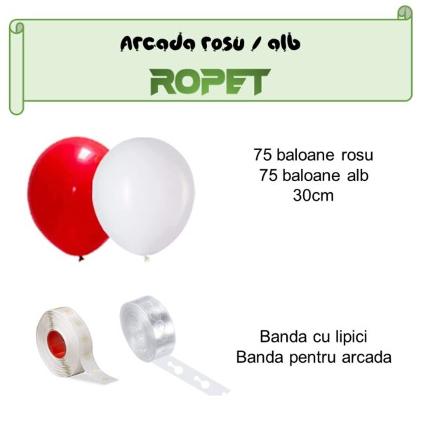 Set aranjament baloane pentru arcada, 150 buc, rosu si alb - imagine 2
