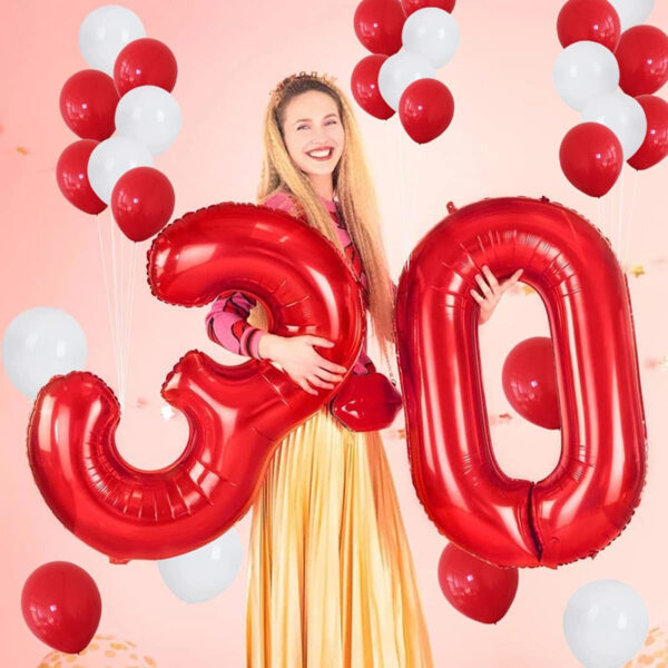 Set aranjament baloane pentru arcada, ghirlanda Happy Birthday, 115 buc, rosu si alb - imagine 6