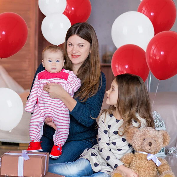 Set aranjament baloane pentru arcada, ghirlanda Happy Birthday, 115 buc, rosu si alb - imagine 7