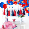 Set aranjament baloane pentru arcada, 150 buc, rosu, albastru si auriu - imagine 4