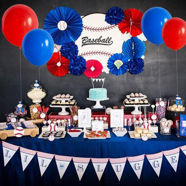 Set aranjament baloane pentru arcada, ghirlanda Happy Birthday, 115 buc, rosu, albastru si auriu - imagine 5
