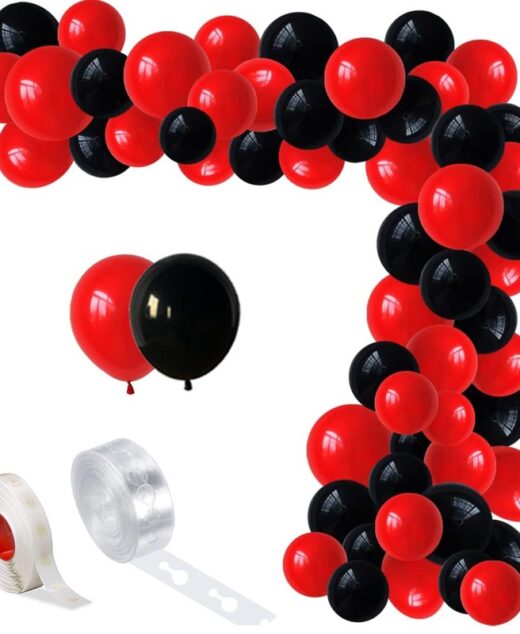 Set aranjament baloane pentru arcada, 150 buc, rosu si negru