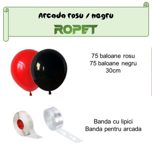 Set aranjament baloane pentru arcada, 150 buc, rosu si negru - imagine 2