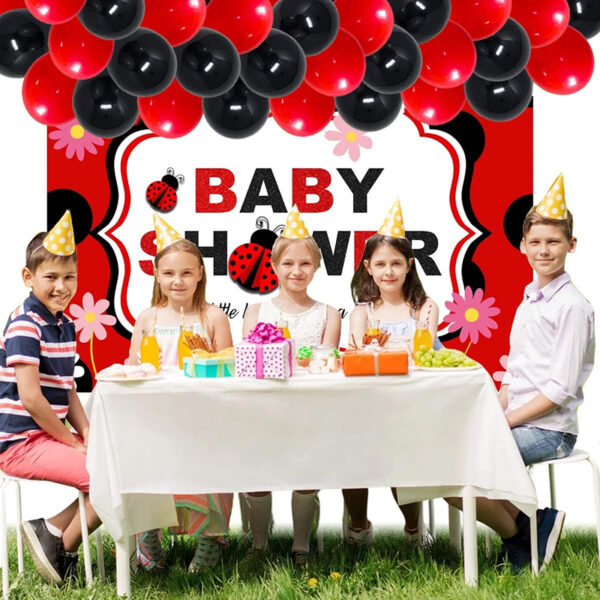 Set aranjament baloane pentru arcada, ghirlanda Happy Birthday, 115 buc, rosu si negru - imagine 4
