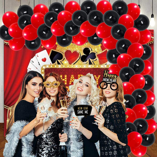 Set aranjament baloane pentru arcada, ghirlanda Happy Birthday, 115 buc, rosu si negru - imagine 5