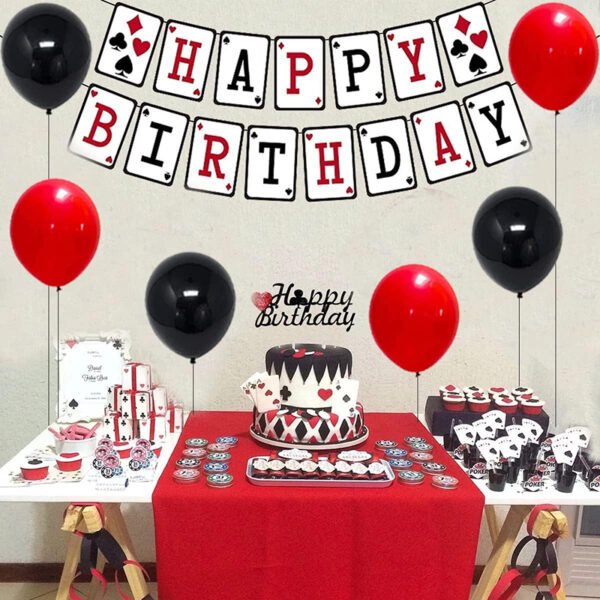 Set aranjament baloane pentru arcada, ghirlanda Happy Birthday, 115 buc, rosu si negru - imagine 6