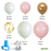 Set baloane pentru aranjamente tip arcada, Roz/Alb/Auriu, 103 piese, Ropet - imagine 2