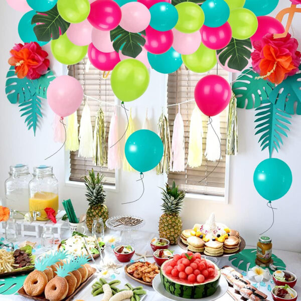 Set aranjament baloane pentru arcada, ghirlanda Happy Birthday, 115 buc, roz, verde si albastru - imagine 5