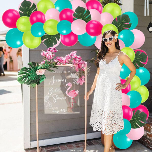 Set aranjament baloane pentru arcada, ghirlanda Happy Birthday, 115 buc, roz, verde si albastru - imagine 6
