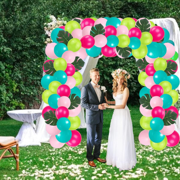 Set aranjament baloane pentru arcada, ghirlanda Happy Birthday, 115 buc, roz, verde si albastru - imagine 7