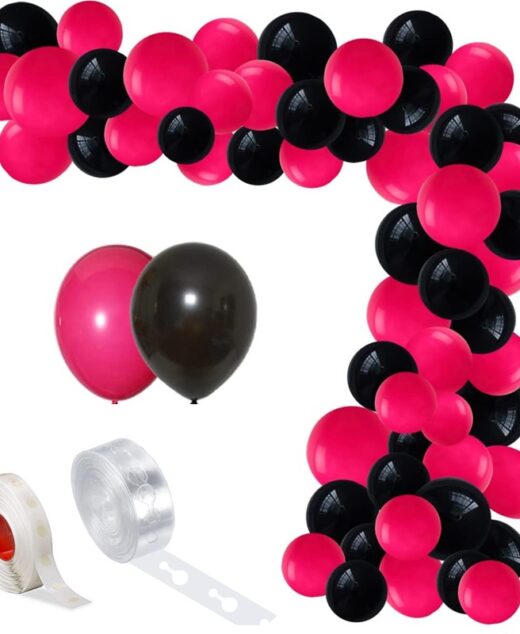 Set aranjament baloane pentru arcada, 150 buc, roz si negru