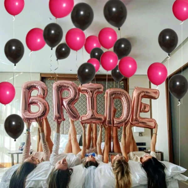 Set aranjament baloane pentru arcada, ghirlanda Happy Birthday, 115 buc, roz si negru - imagine 6