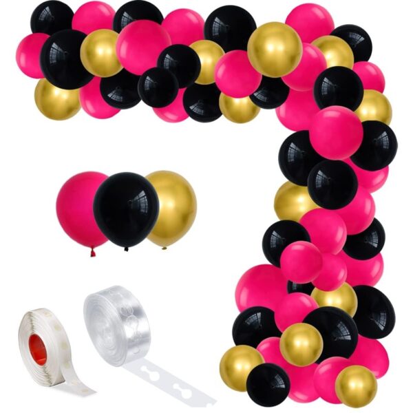 Set aranjament baloane pentru arcada, 150 buc, roz, negru si auriu