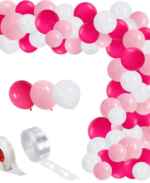 Set aranjament baloane pentru arcada, 150 buc, roz si alb