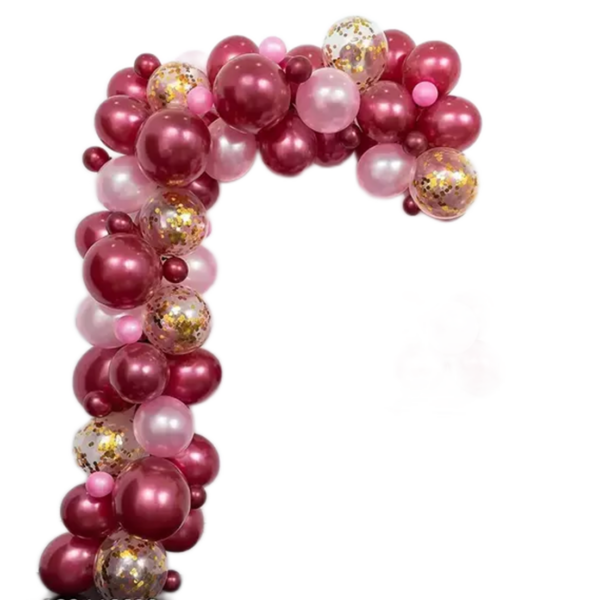 Set baloane pentru aranjamente tip arcada, Visiniu/Roz, 103 piese, Ropet