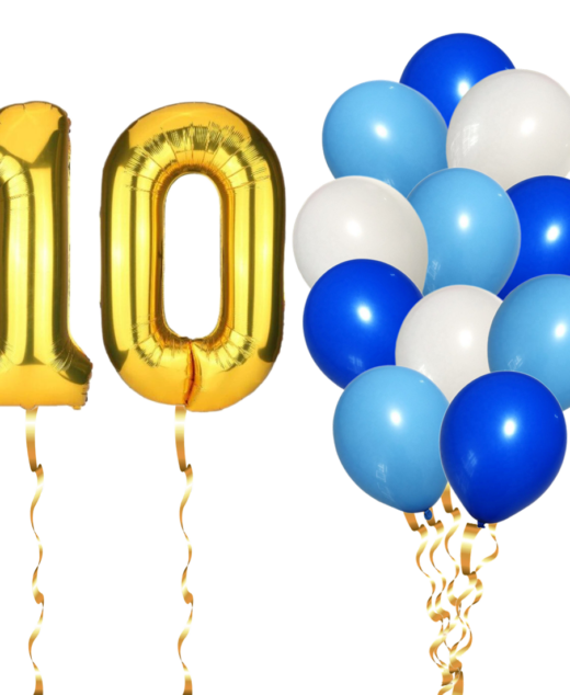 Set 14 Baloane Aniversare 10 Ani, baiat, culoare albastru, Ropet