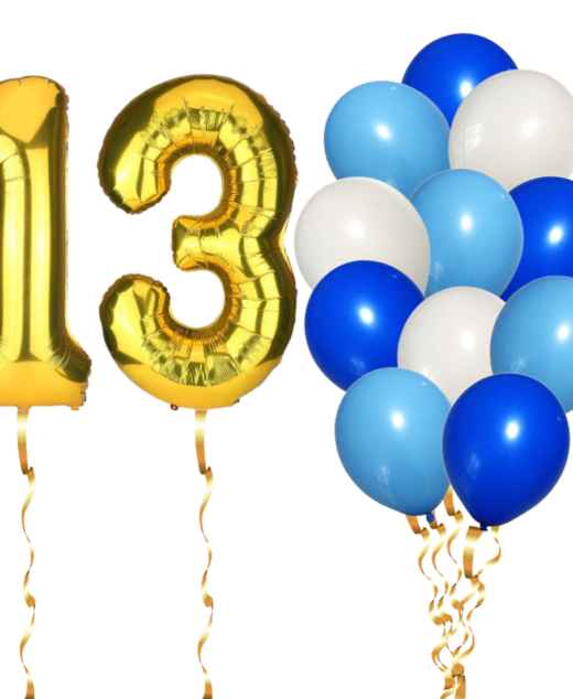 Set 14 Baloane Aniversare 13 Ani, baiat, culoare albastru, Ropet