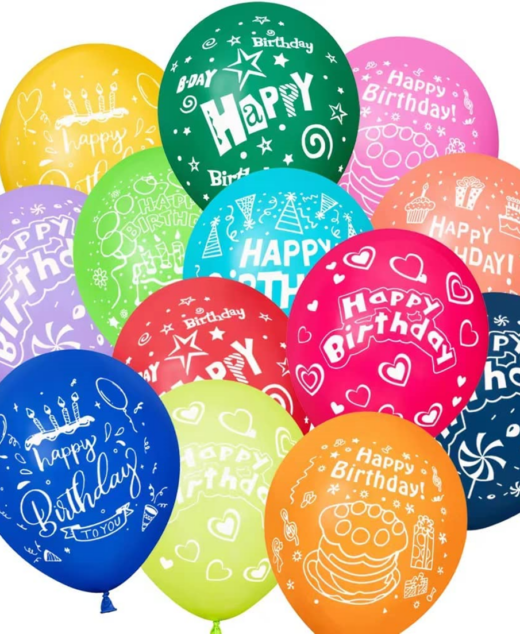 Set 100 baloane latex, Happy Birthday, 30cm, Ropet