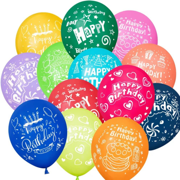 Set 100 baloane latex, Happy Birthday, 30cm, Ropet