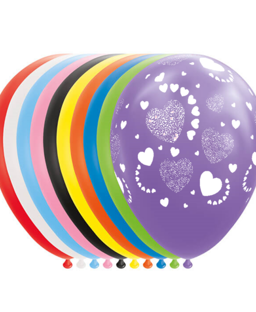 Set 50 baloane latex, Cu Inimioare, 30cm, Ropet
