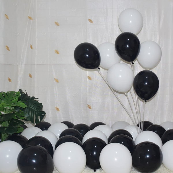 Set 10 baloane latex, Alb/Negru, 30cm, Ropet - imagine 3