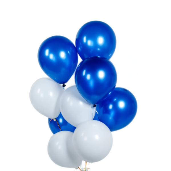 Set 10 baloane latex, Albastru/Alb, 30cm, Ropet