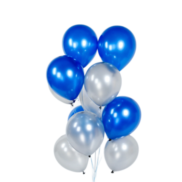 Set 10 baloane latex, Albastru/Argintiu, 30cm, Ropet