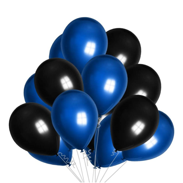 Set 10 baloane latex, Albastru/Negru, 30cm, Ropet