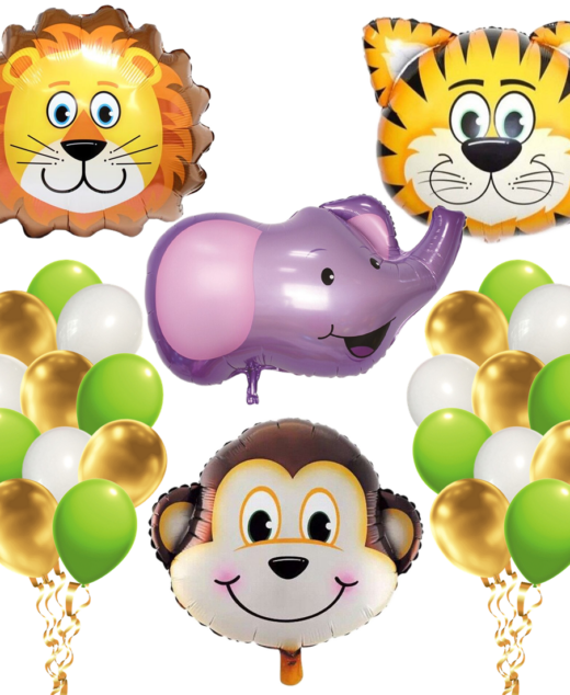 Set 28 baloane animalute 63.5cm, Ropet, petrecere aniversara pentru copii, tema jungle party, zoo, safari