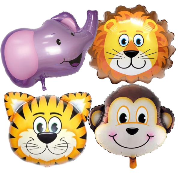 Set 4 baloane animalute 63.5cm, Ropet, petrecere aniversara pentru copii, tema jungle party, zoo, safari